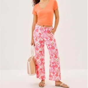 $105 SALE  Pulitzer 27" Linen Crop Pant. XXL in Resort White Lovely Long Stems